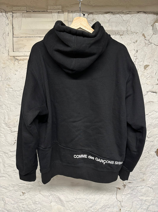 Supreme CDG Split Box Logo Black Hoodie Sz L