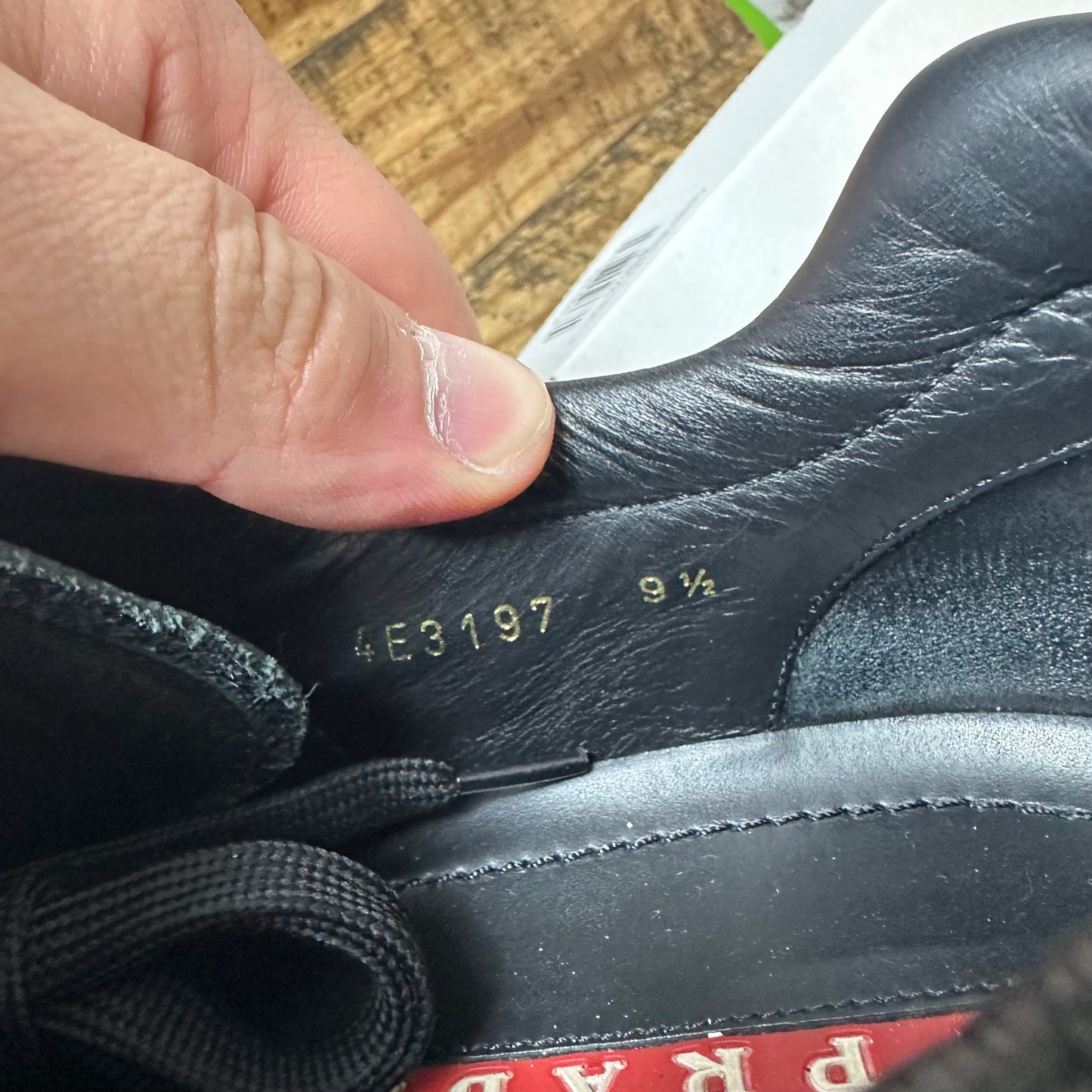 Prada Sport Black Leather Sneaker Sz 9.5 No Box