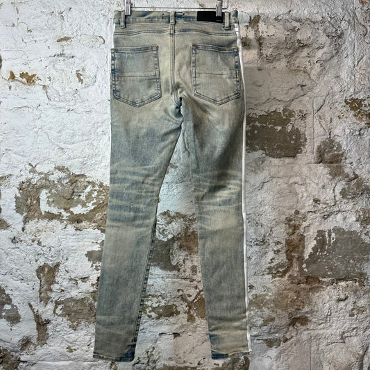 Amiri White Stripe Acid Wash Blue Denim Jeans Sz 30