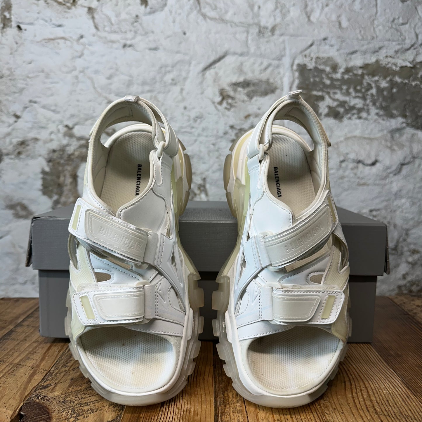Balenciaga Track Strap White Clear Sandal Sz 6.5 (39)