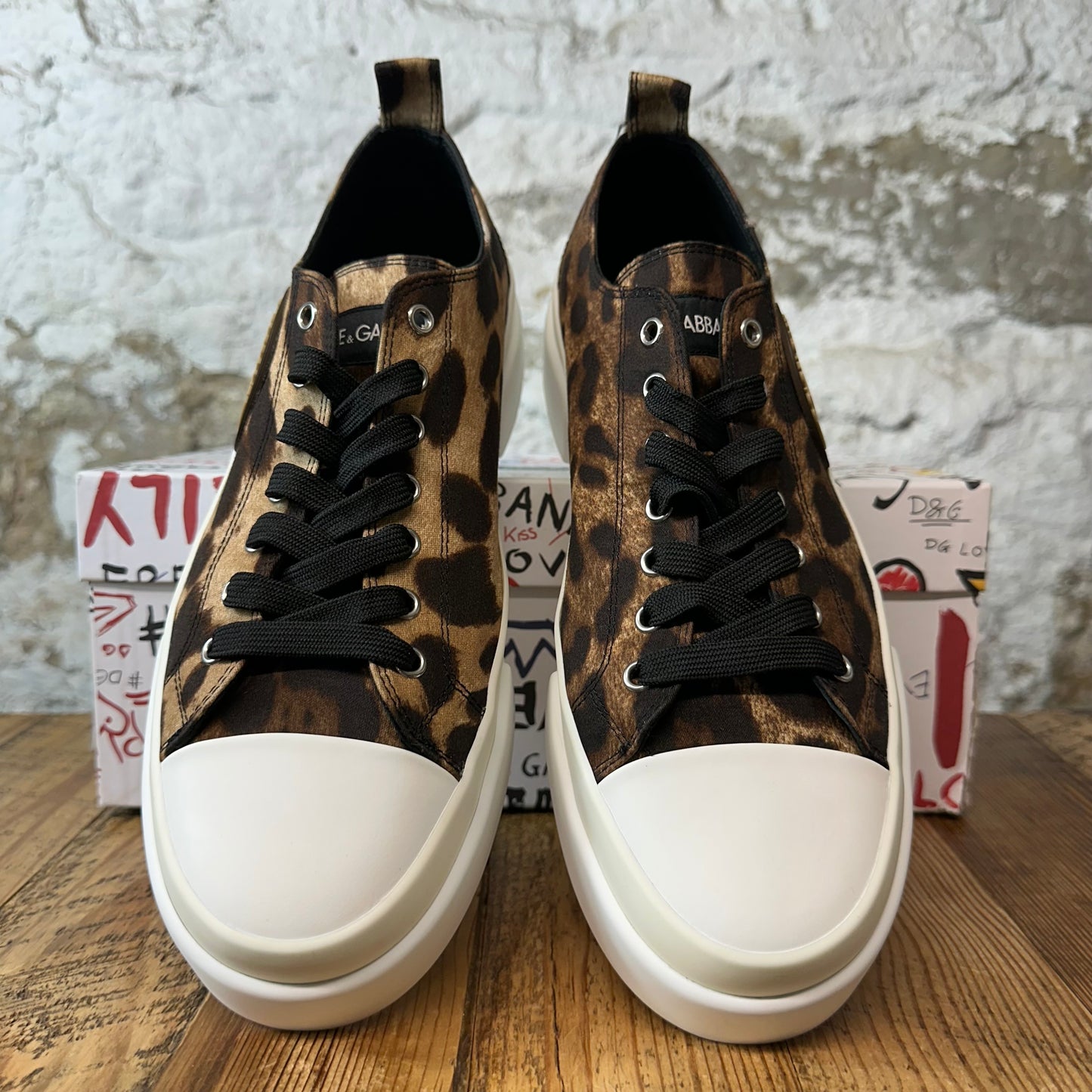 Dolce Gabbana Cheetah Print Gommato White Sneaker Sz 10 (43)
