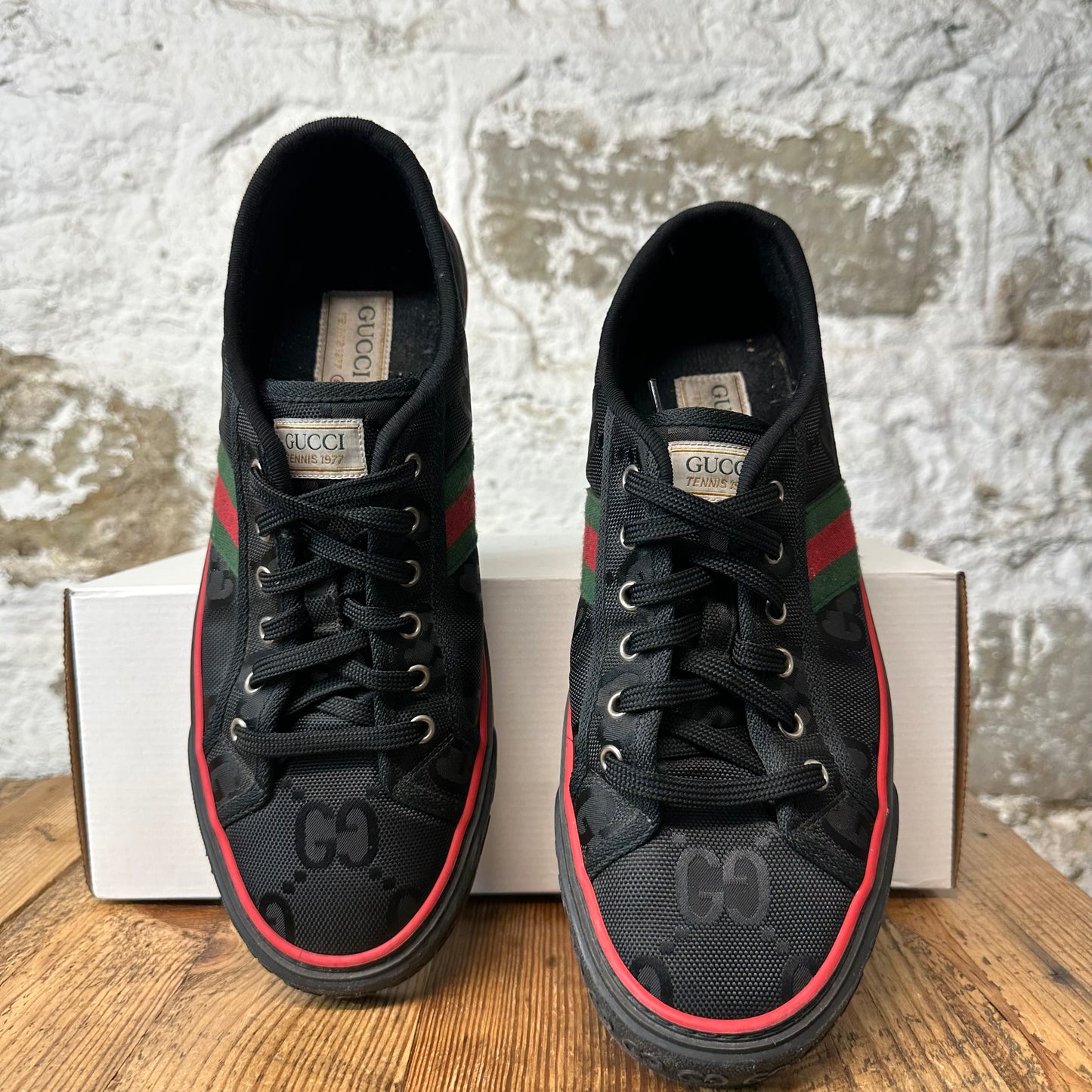 Gucci Tennis 1977 Black GG Monogram Sneaker Sz 9