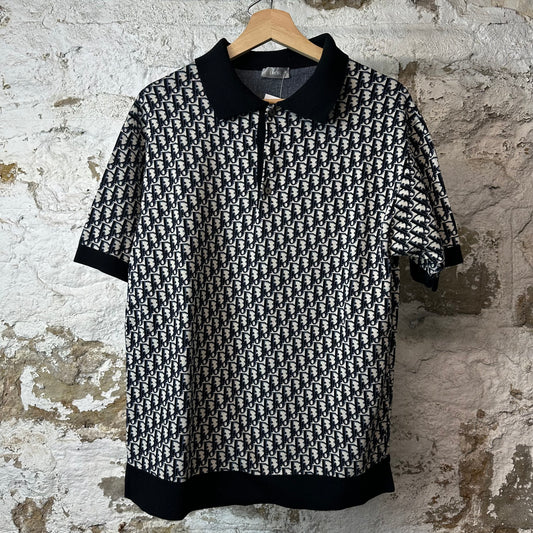 Dior Oblique Monogram Black Polo Shirt Sz S