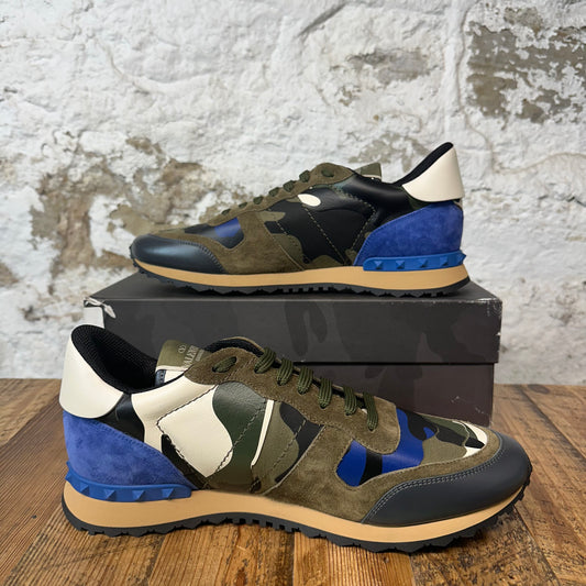 Valentino Green Camo Blue Rock Runner Sneaker Sz 13 (46) DS