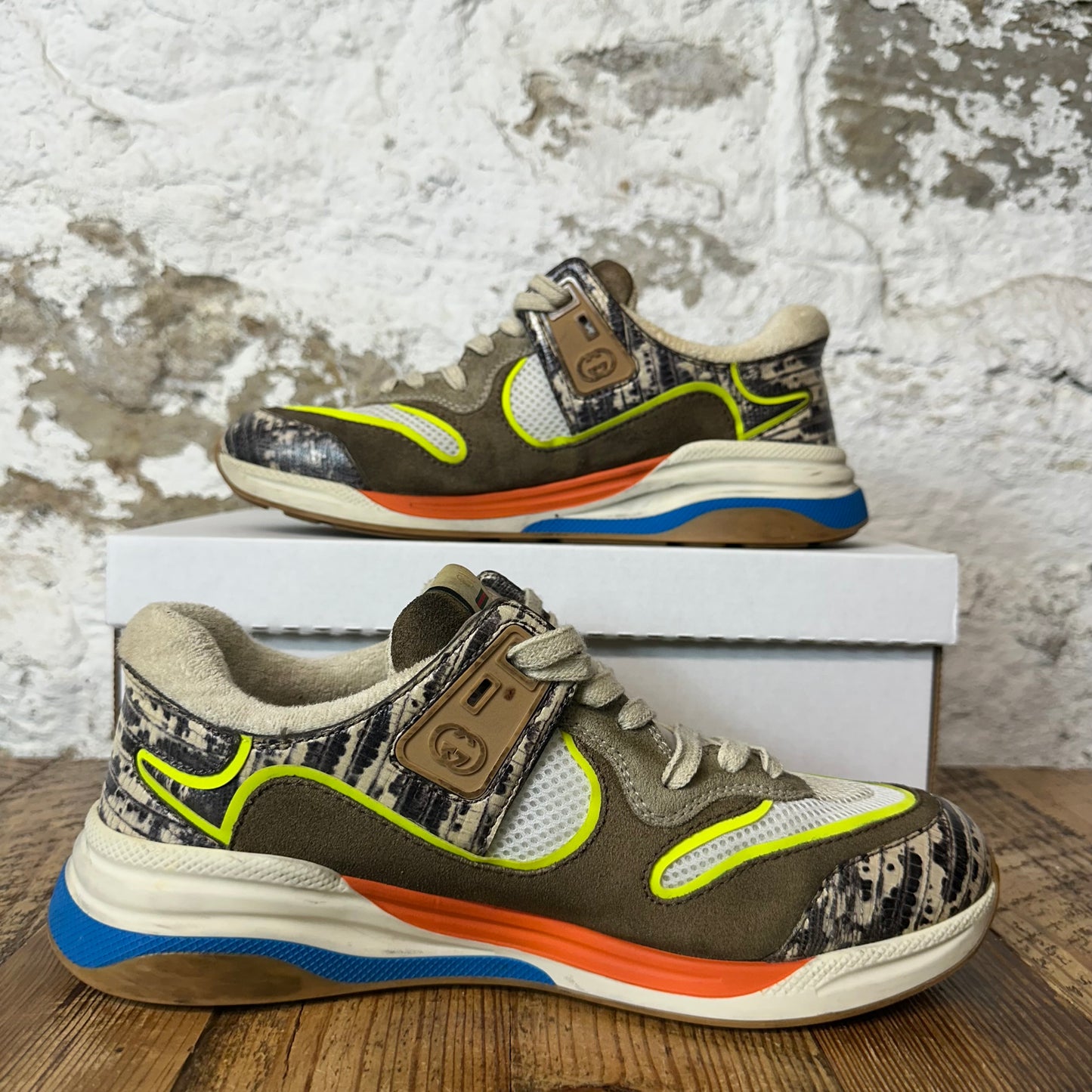 Gucci Ultrapace Brown Cream Sneaker Sz 8.5
