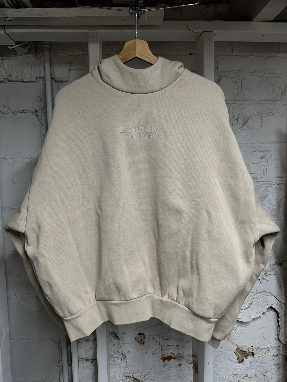 Fear of God Essentials Chest Spellout Tan Hoodie Sz S