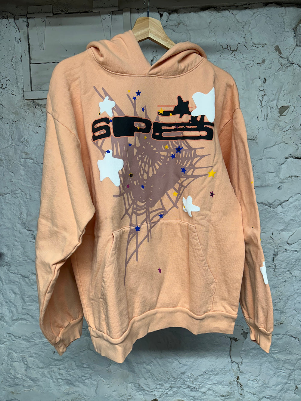 Sp5der Peach Hoodie Sz L DS