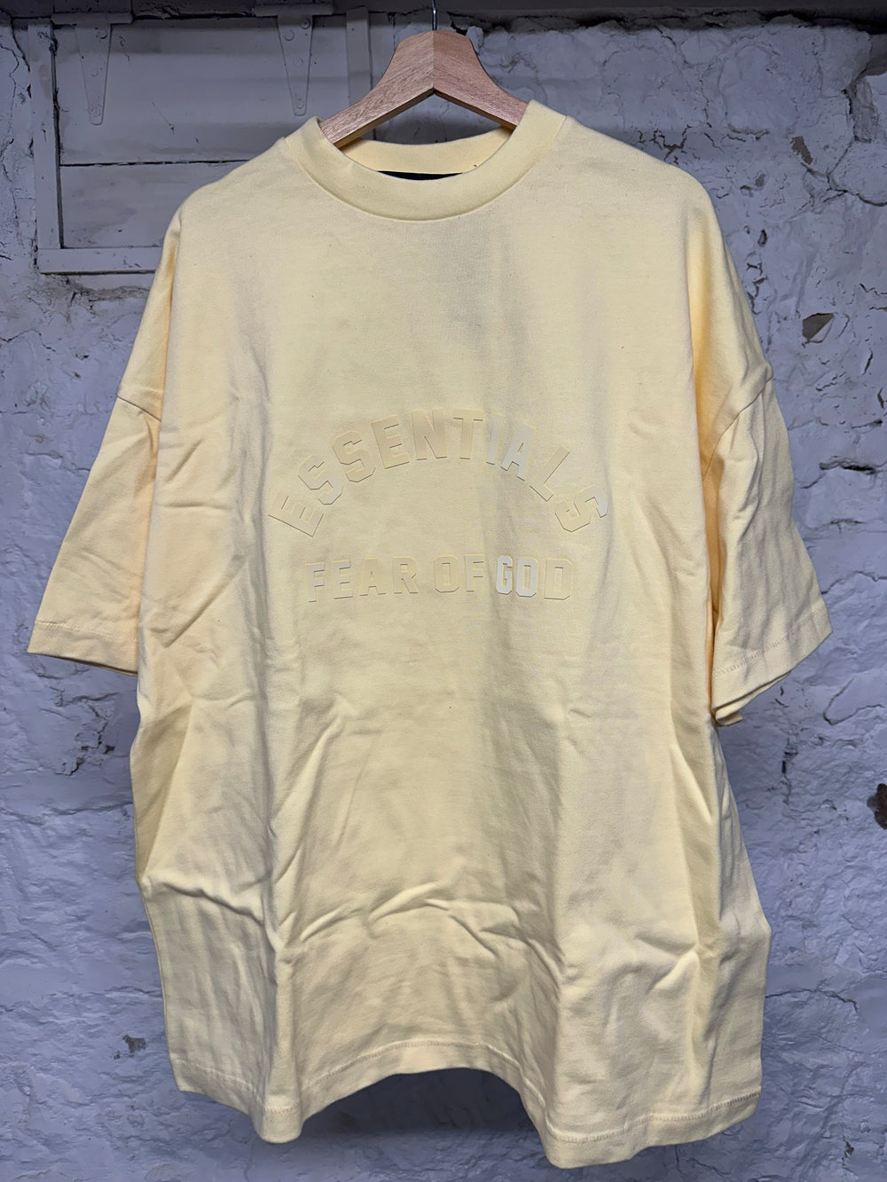 Fear of God Essentials Yellow Flocked Long Sleeve T-shirt Sz M