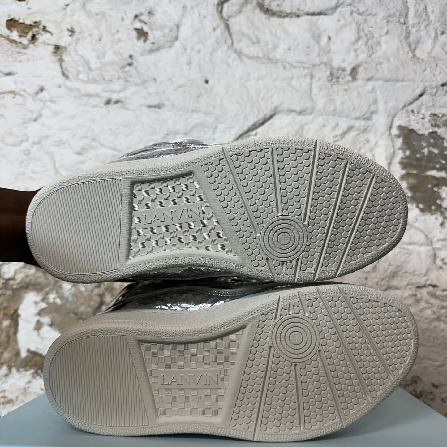 Lanvin Curb White Silver Foil Sneaker