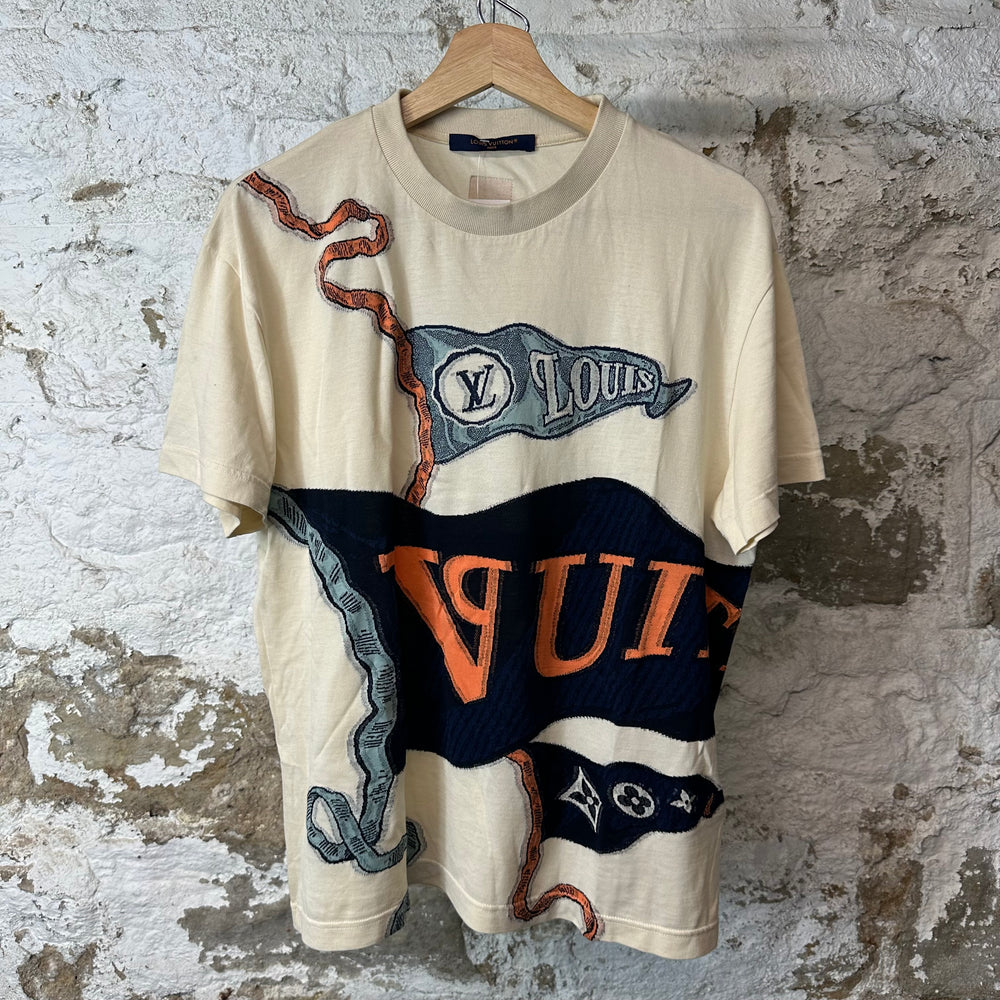 Louis Vuitton Intarsia Pennant T-shirt Cream Sz S