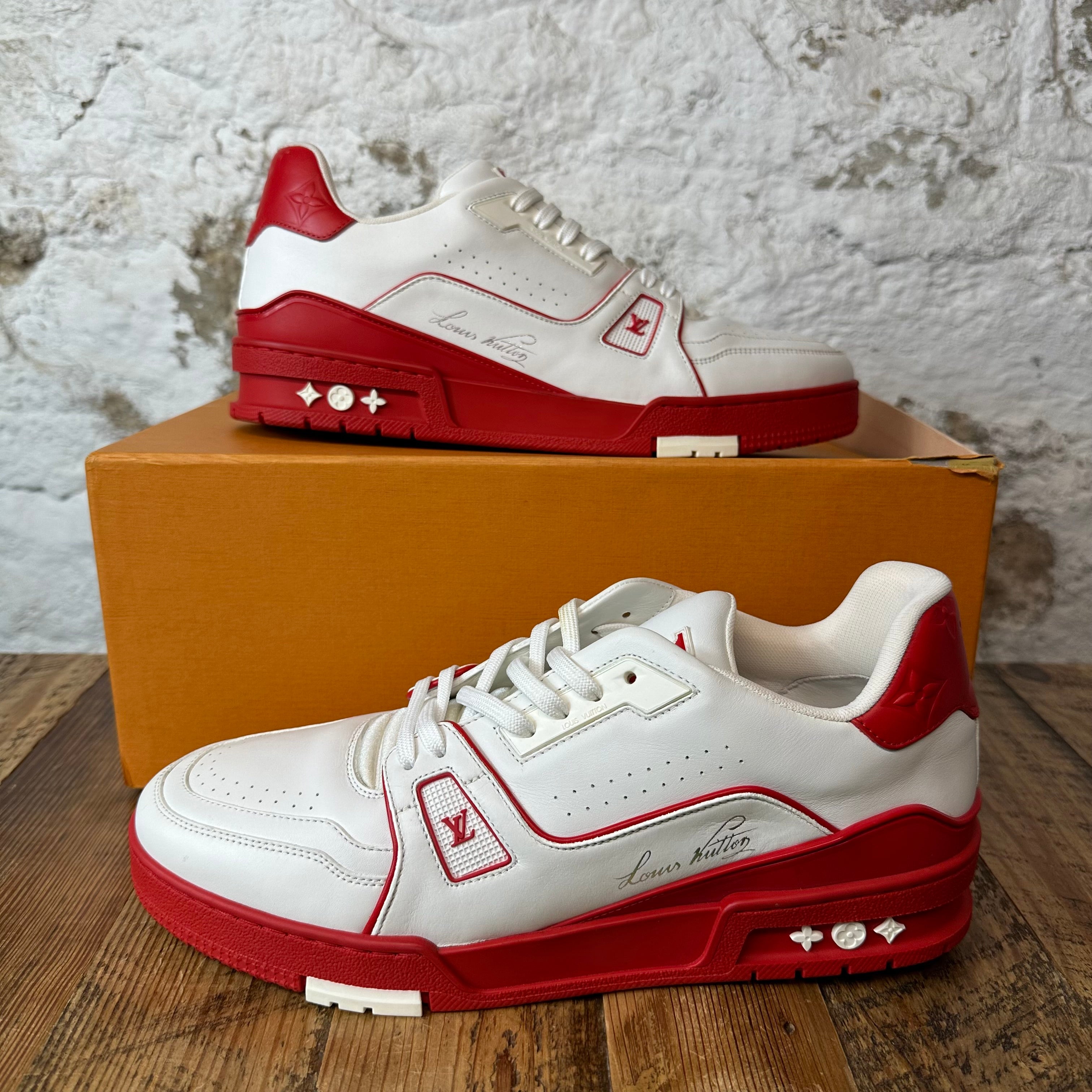 Louis Vuitton Trainer White Red Sz 9.5 (8LV)