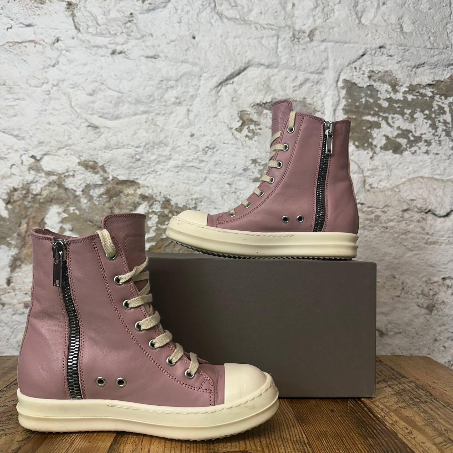 Rick Owens High Dusty Pink Milk Sneaker Sz 4 (35)
