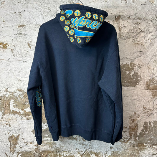 Supreme League Champs Navy Zip Up Hoodie Sz L