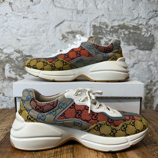 Gucci Rhyton Multicolor GG Monogram White Sneaker Sz 9.5