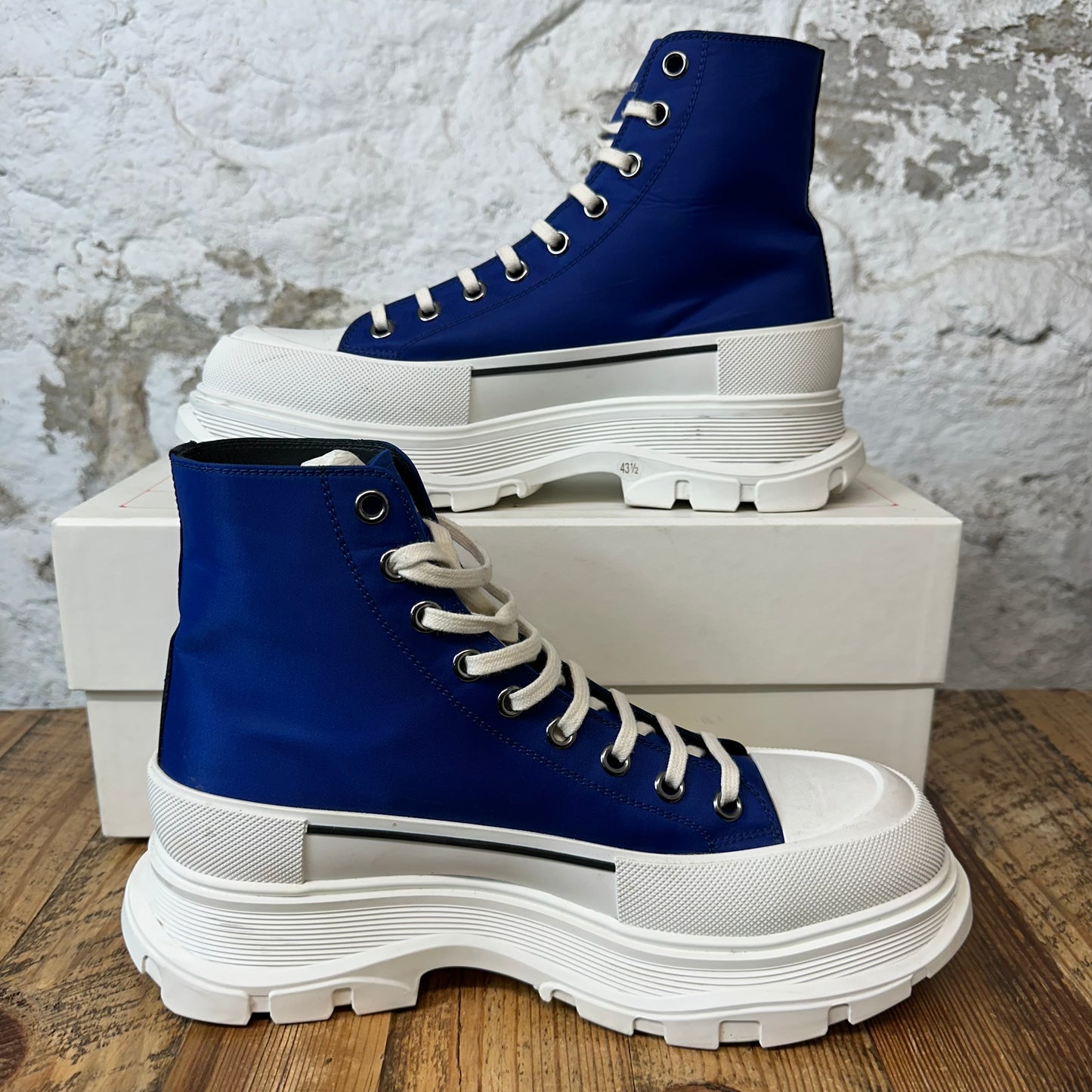 Alexander Mcqueen Blue White Tread Boot High Sz 10.5 (43.5)
