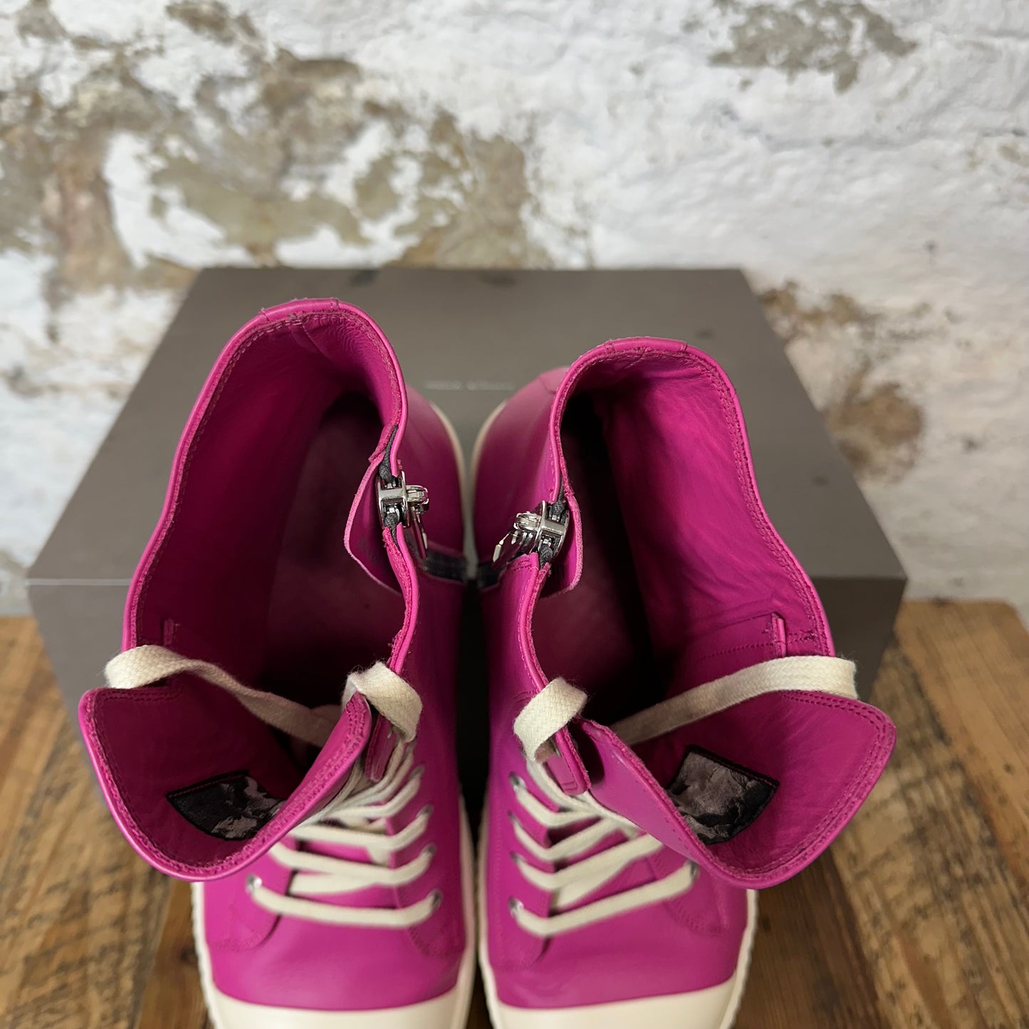 Rick Owens High Hot Pink Milk Sneaker Sz 10.5 (43.5)