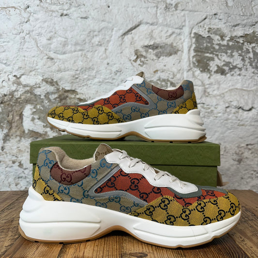 Gucci Rhyton Multicolor Monogram White Sneaker Sz 14
