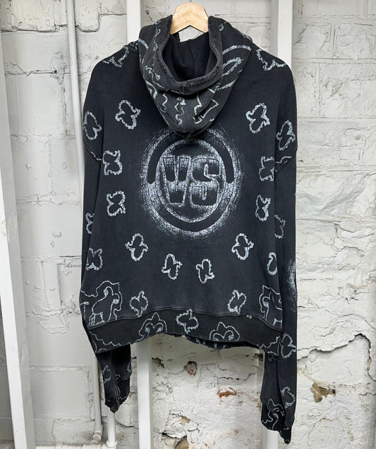 Vale Black Paisley Zip Up Hoodie Sz L