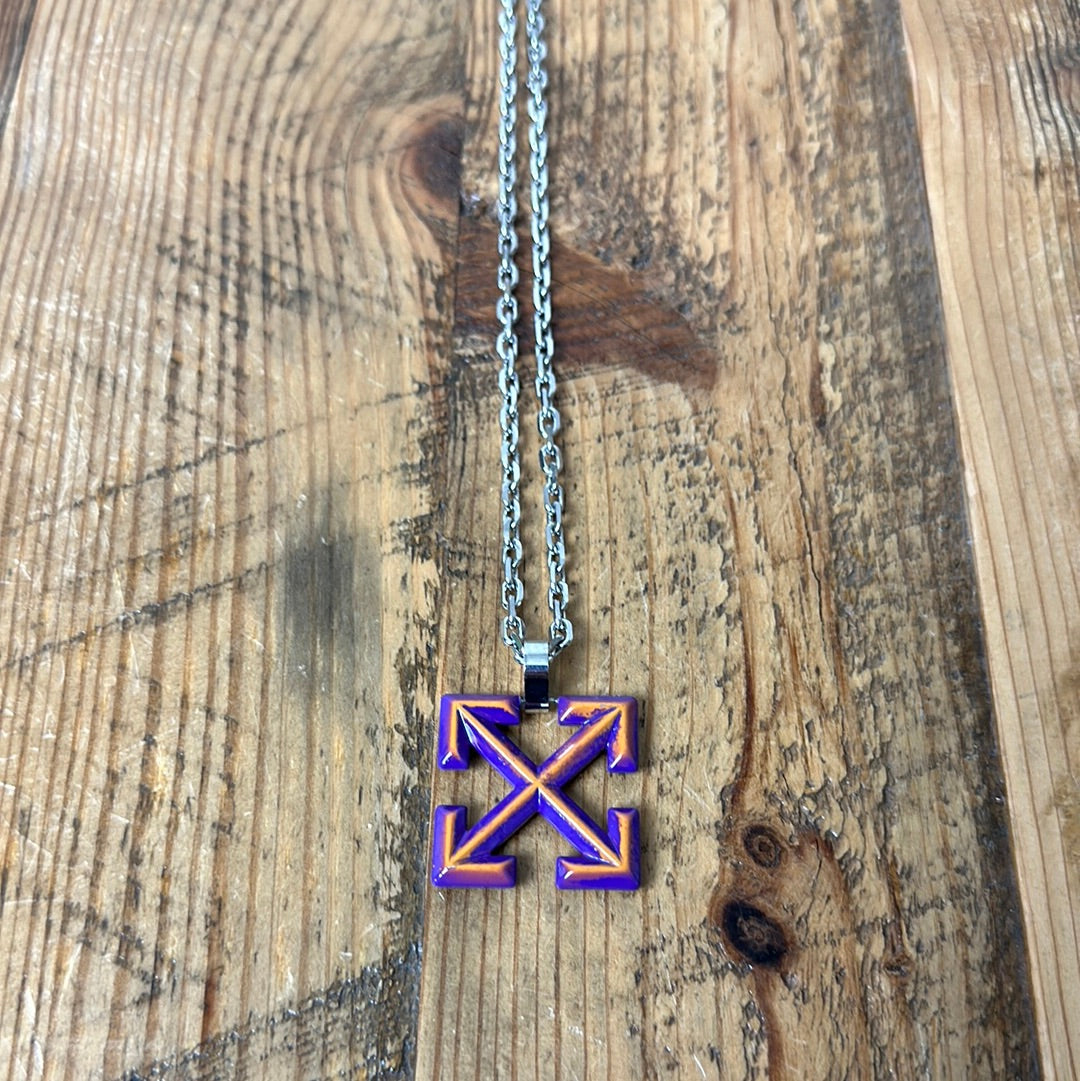 Off-White Yellow Purple Pendant Necklace W/ Box