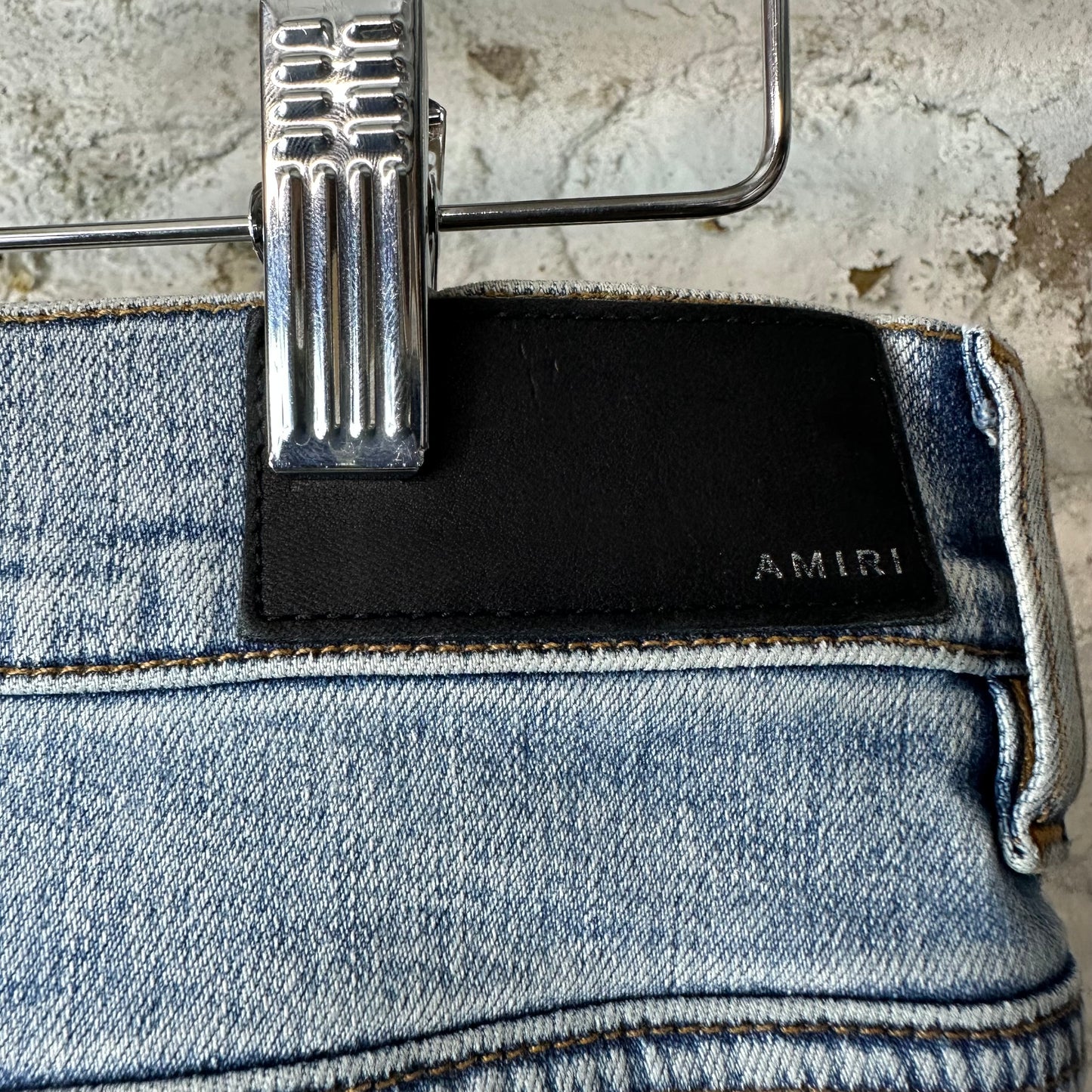 Amiri MX1 Crystal Patch Blue Denim Jeans Sz 34