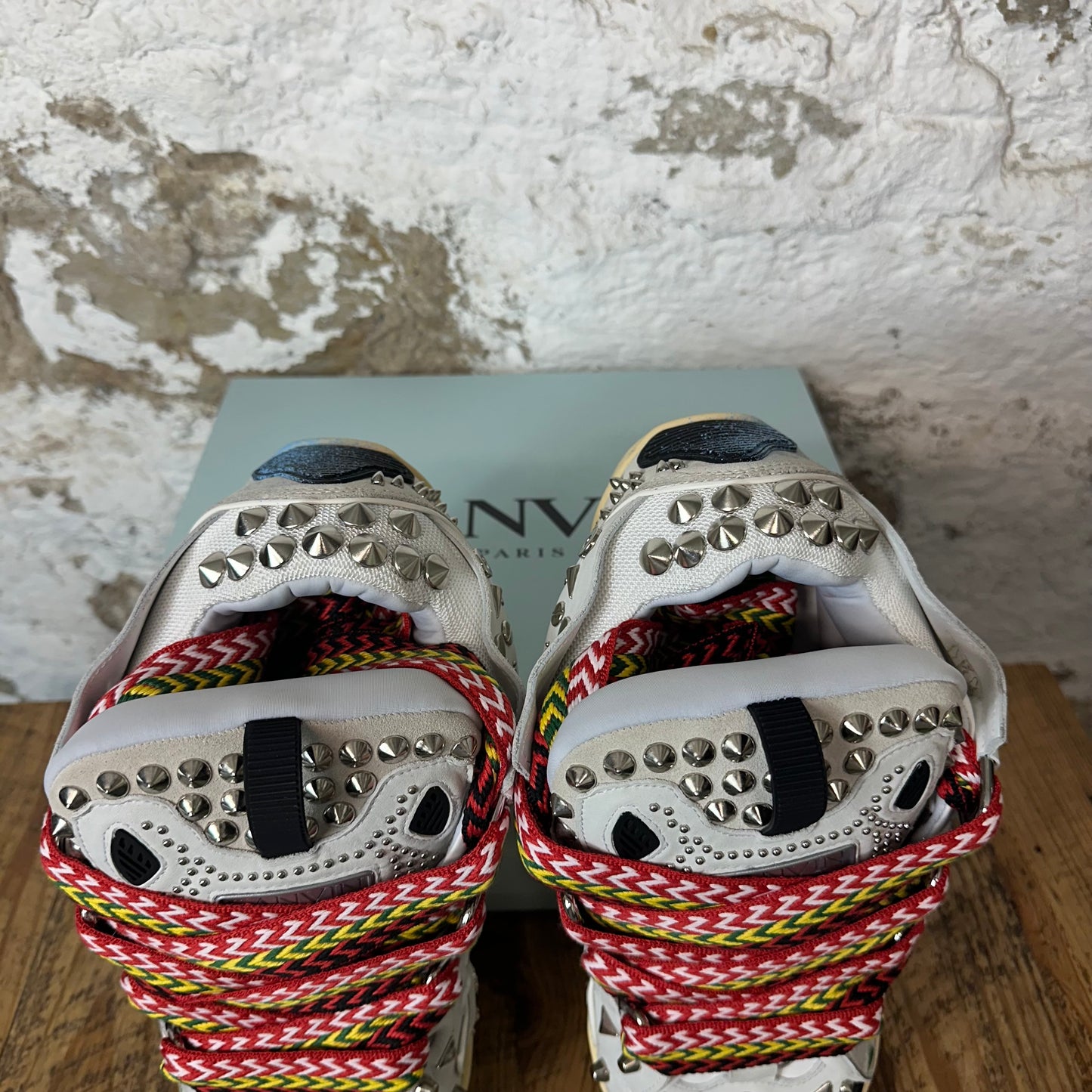 Lanvin Curb Grafitti Studded Grey Sneaker