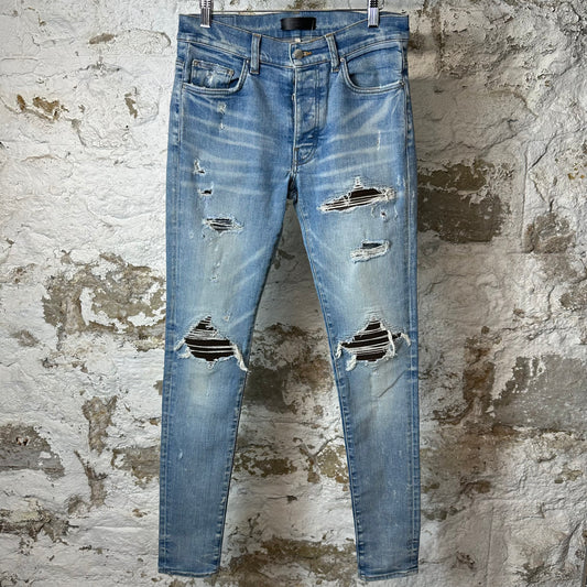 Amiri MX1 Brown Suede Blue Denim Jeans Sz 30