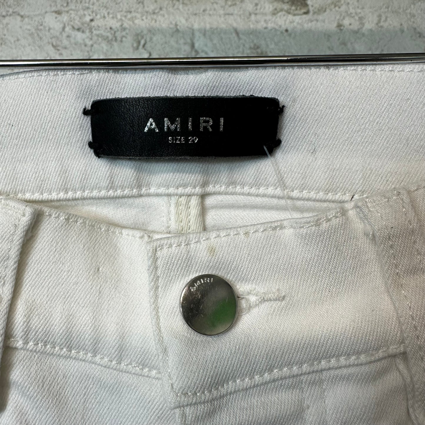 Amiri MX1 White Leather White Denim Jeans Sz 29