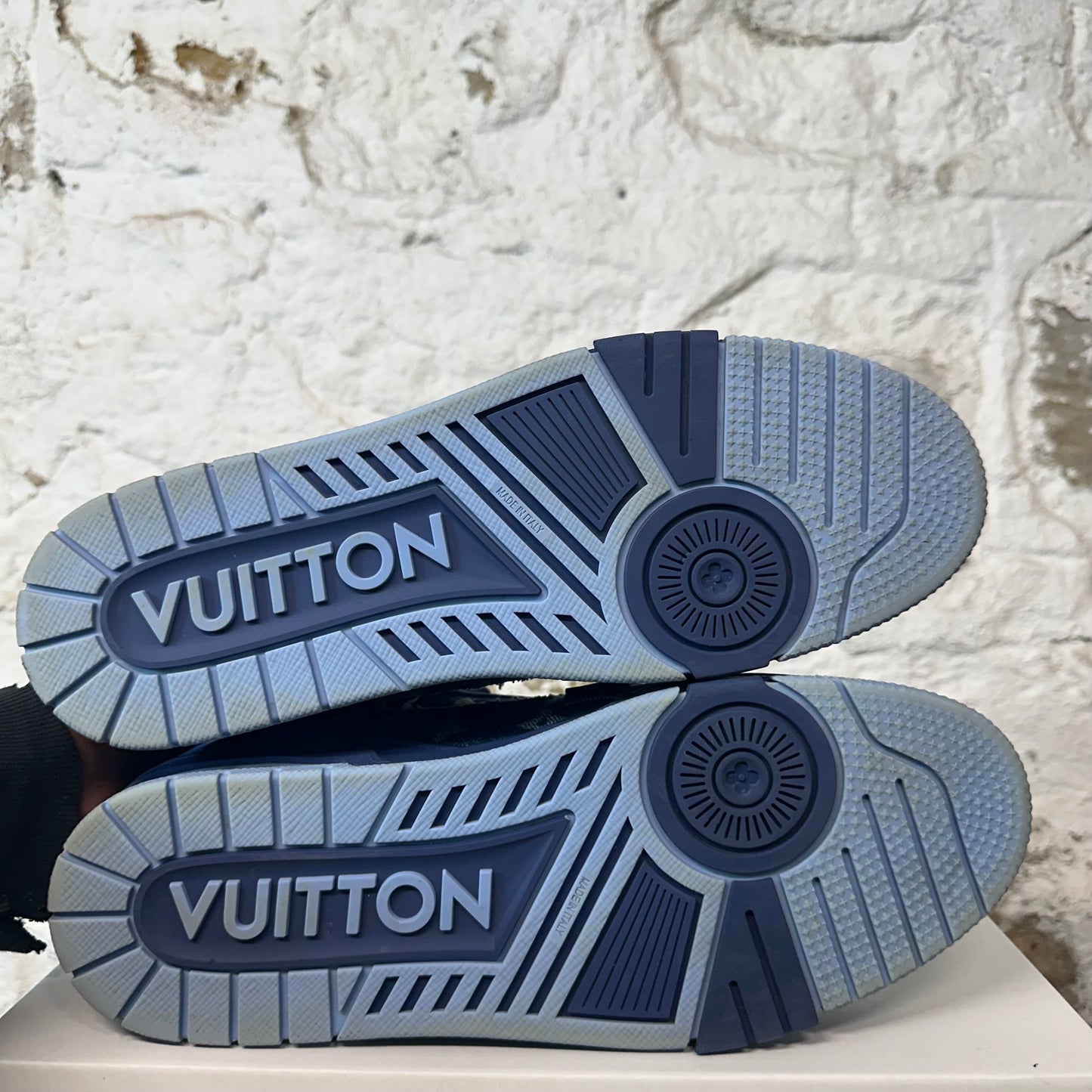 Louis Vuitton Blue Denim Patchwork Trainer Sz 10.5 (9LV) No Box