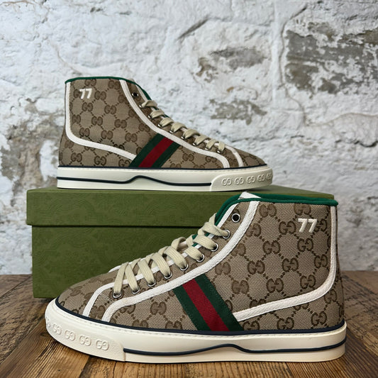 Gucci High Tennis 1977 Brown Monogram Sneaker Sz 7