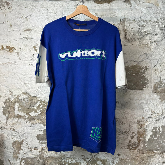 Louis Vuitton Blue White Since 1854 Knit T-Shirt Sz L