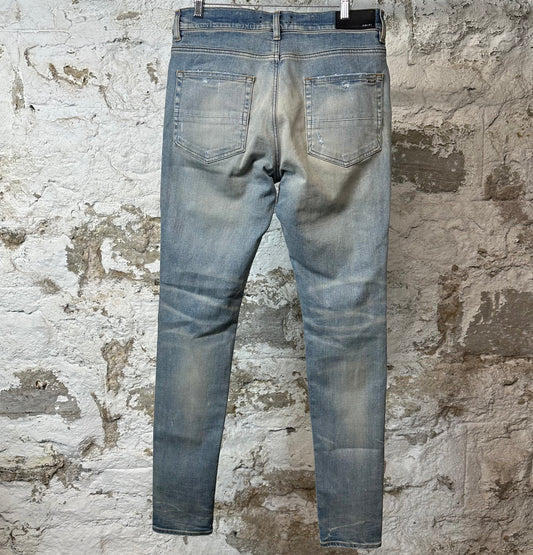 Amiri MX1 Multicolor Flannel Blue Denim Jeans Sz 32