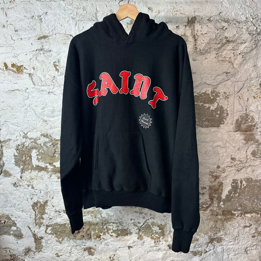Saint Michael Red Arch Logo Black Hoodie Sz L