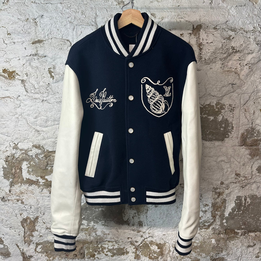 Louis Vuitton Nautical Conch Varsity Jacket Navy White Sz M (48)