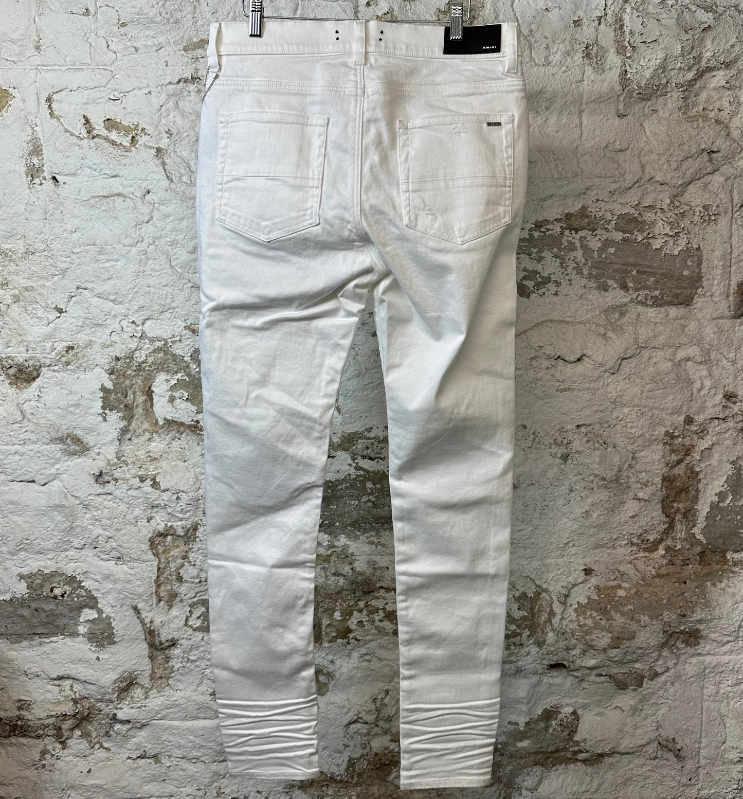 Amiri MX1 White Leather White Denim Jeans