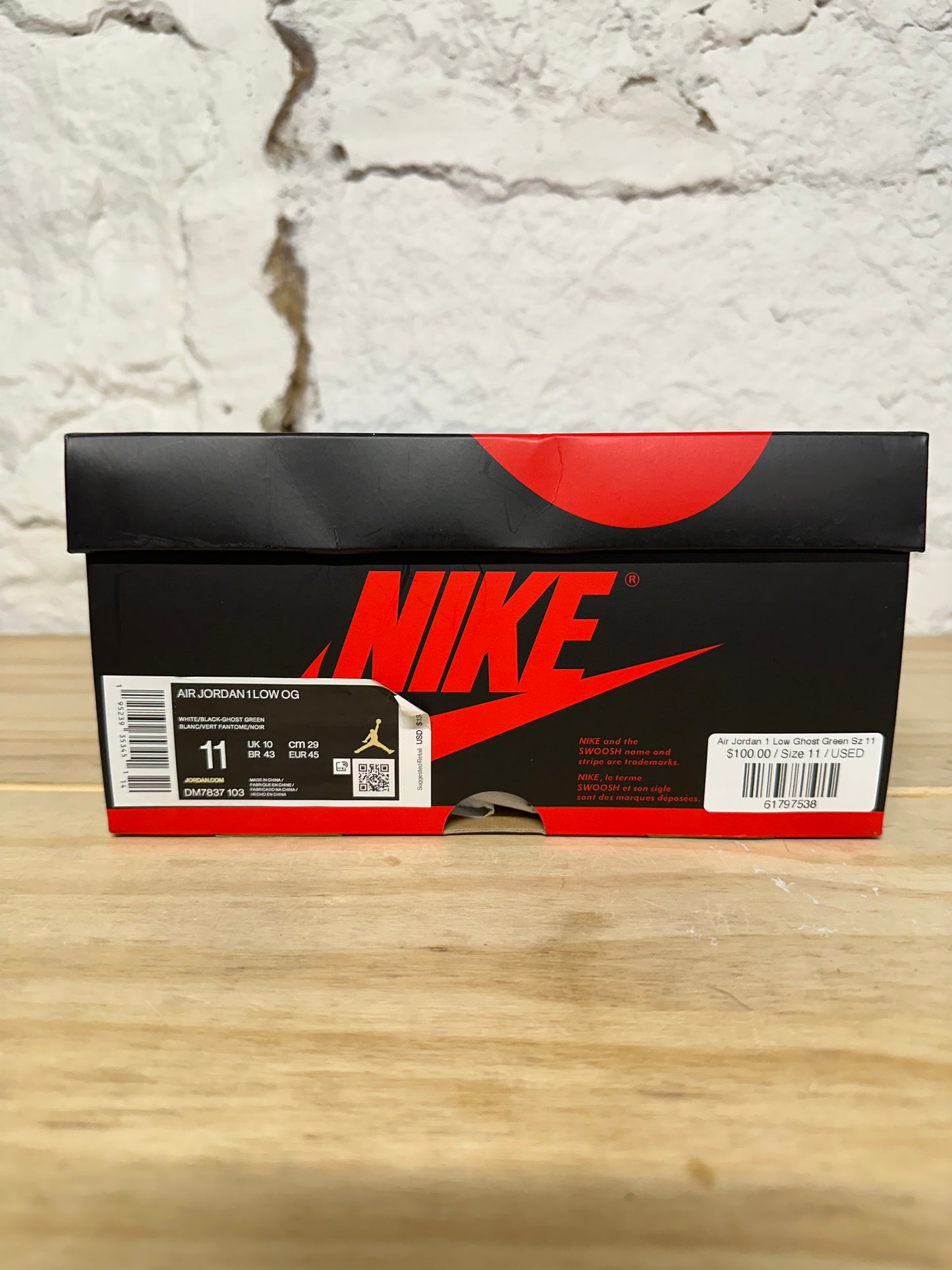 Air Jordan 1 Low Ghost Green Sz 11