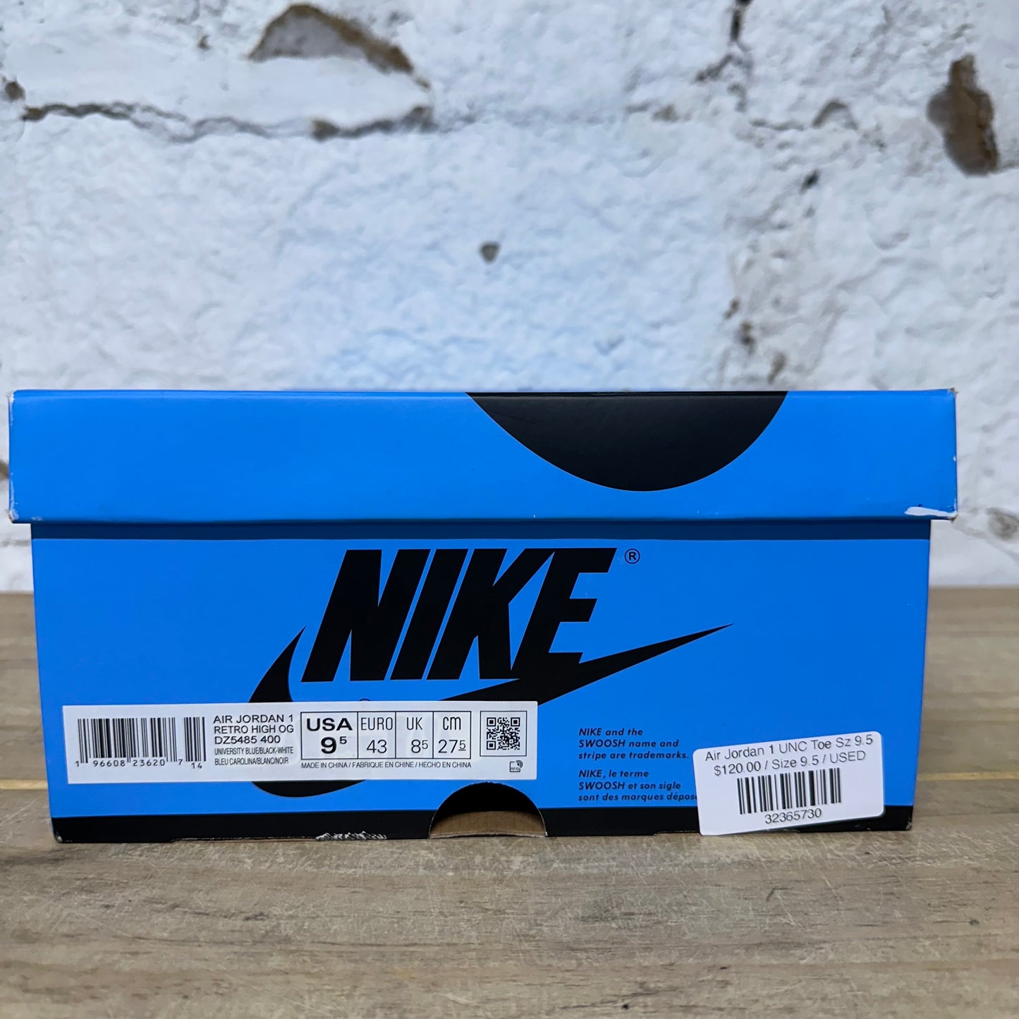 Air Jordan 1 High UNC Toe Sz 9.5
