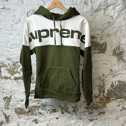 Supreme Olive Spellout Hoodie White Sz S
