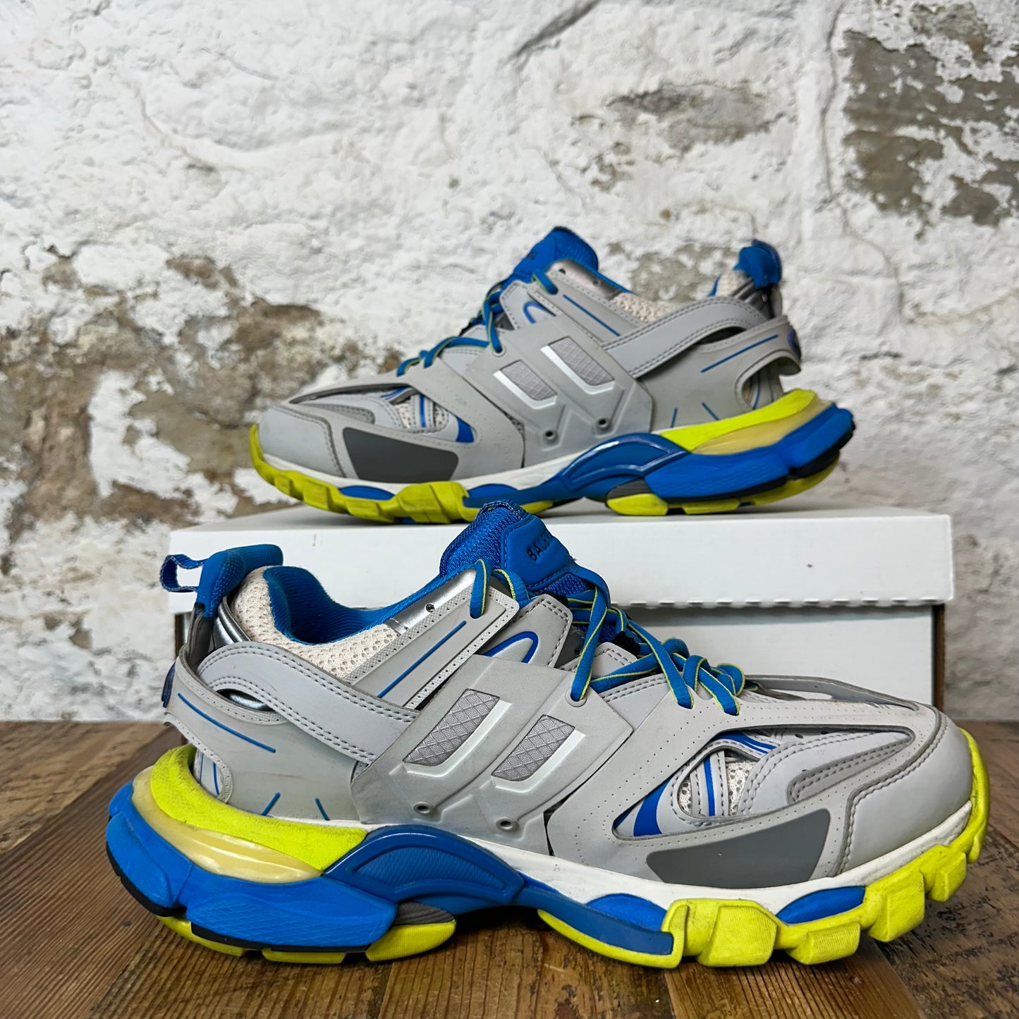 Balenciaga Track Runner Gray Blue Yellow Sneaker Sz 8 (41) No Box