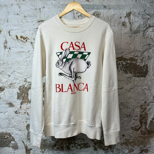 Casablanca Rabbit Logo Crewneck White Sz L