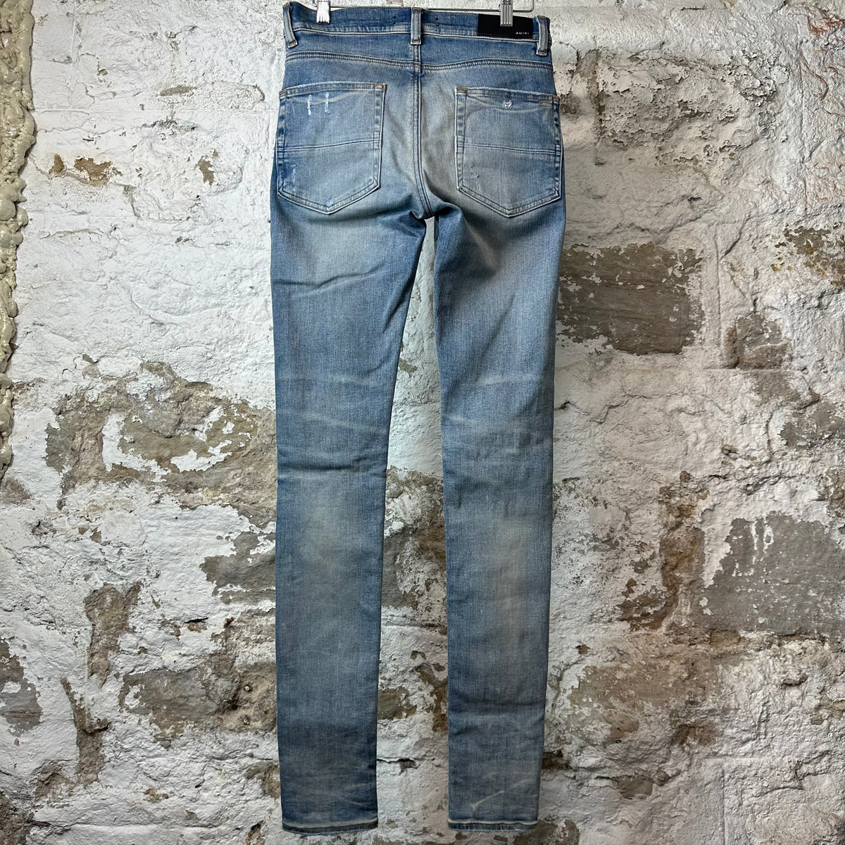 Amiri MX1 Black Leather Blue Denim Jeans Sz 29