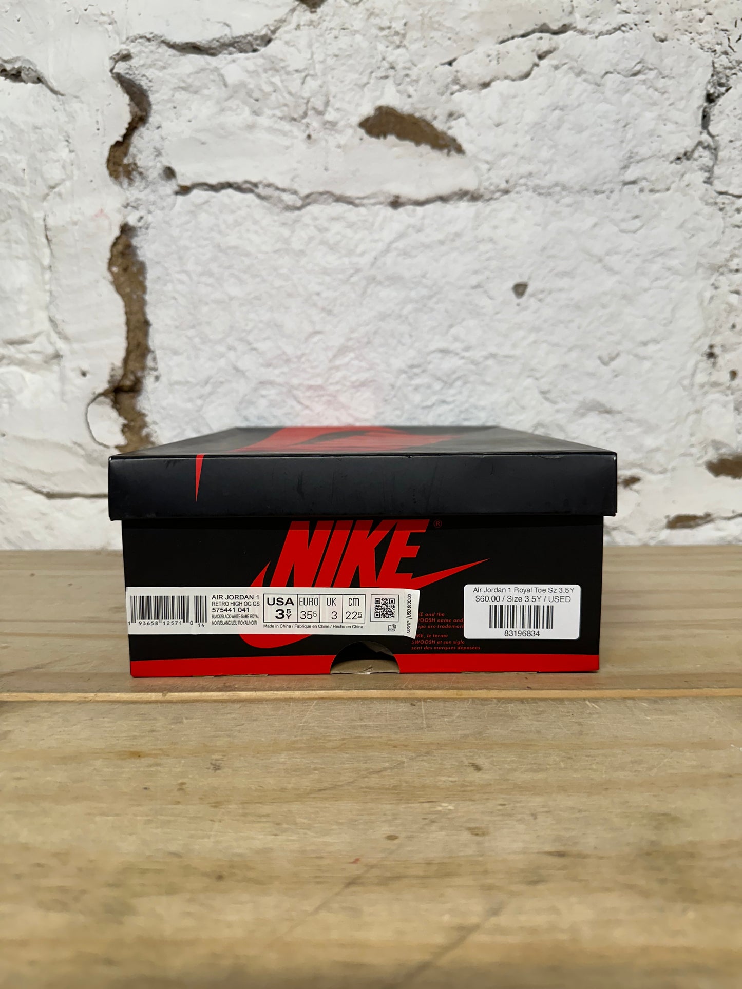 Air Jordan 1 High Royal Toe Sz 3.5Y