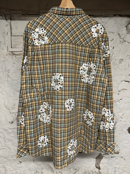 Denim Tears Rhinestone Flannel Button Up Sz M DS
