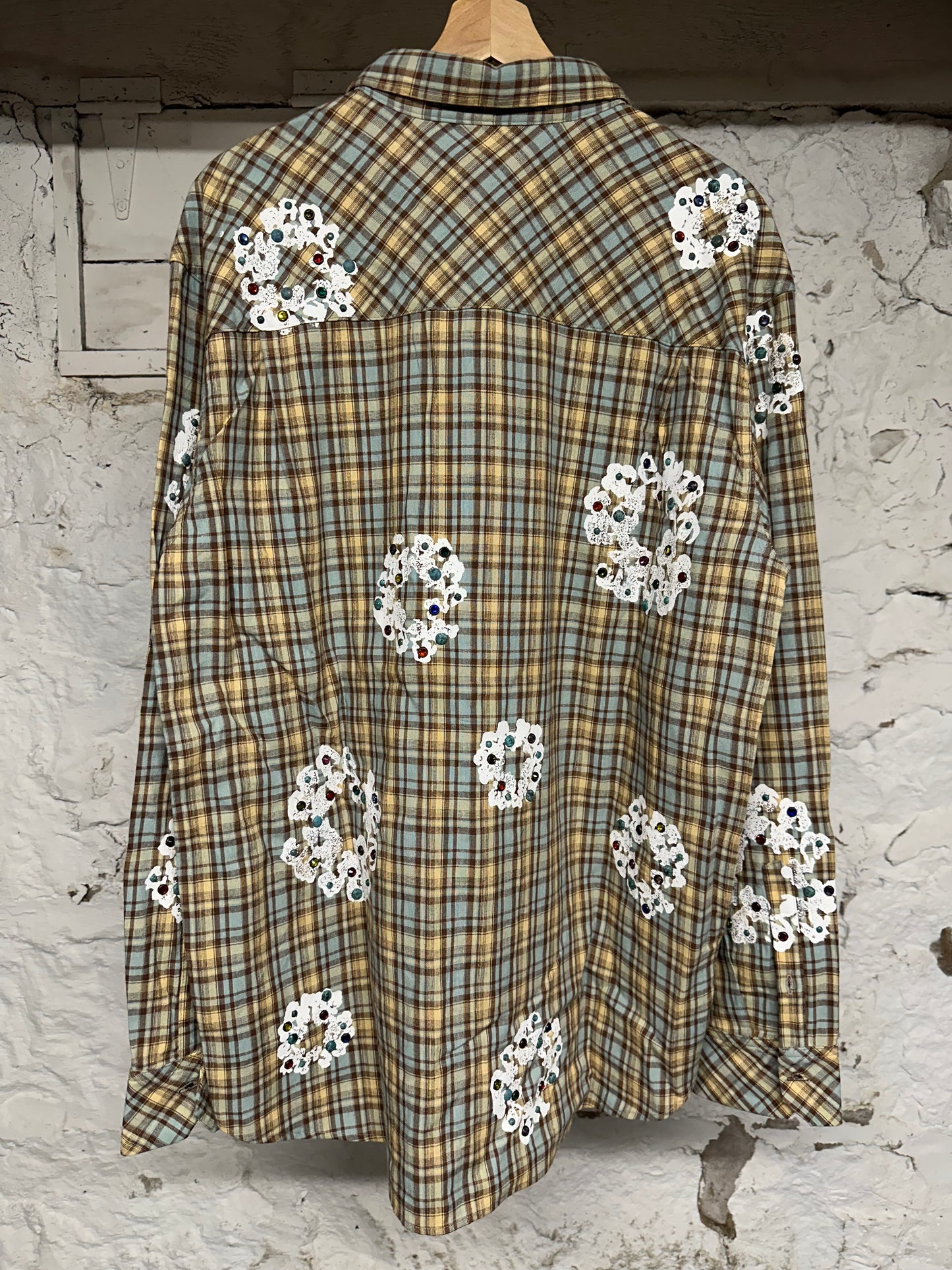 Denim Tears Rhinestone Flannel Button Up Sz M DS