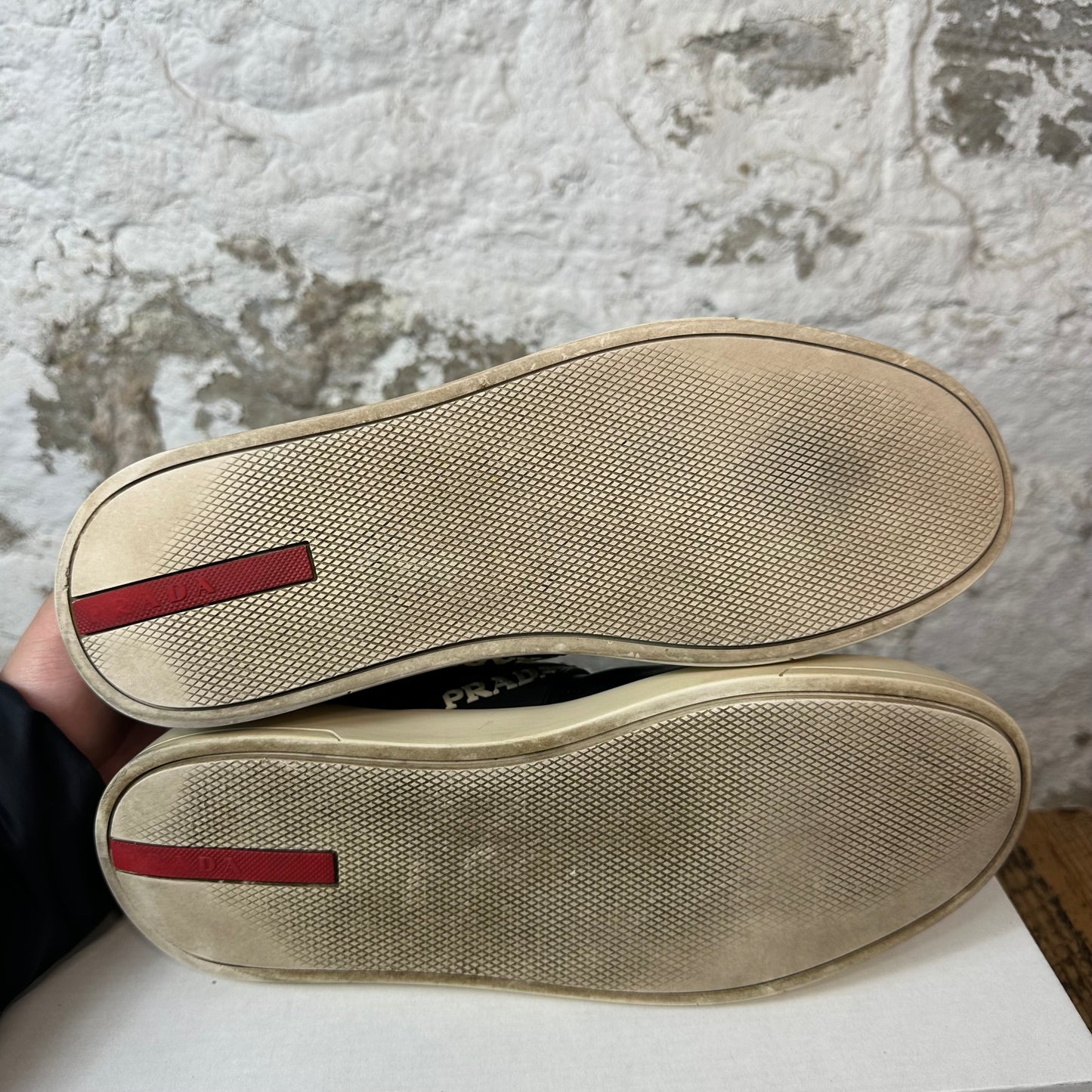 Prada Sport Black Leather Sneaker Sz 9.5 No Box