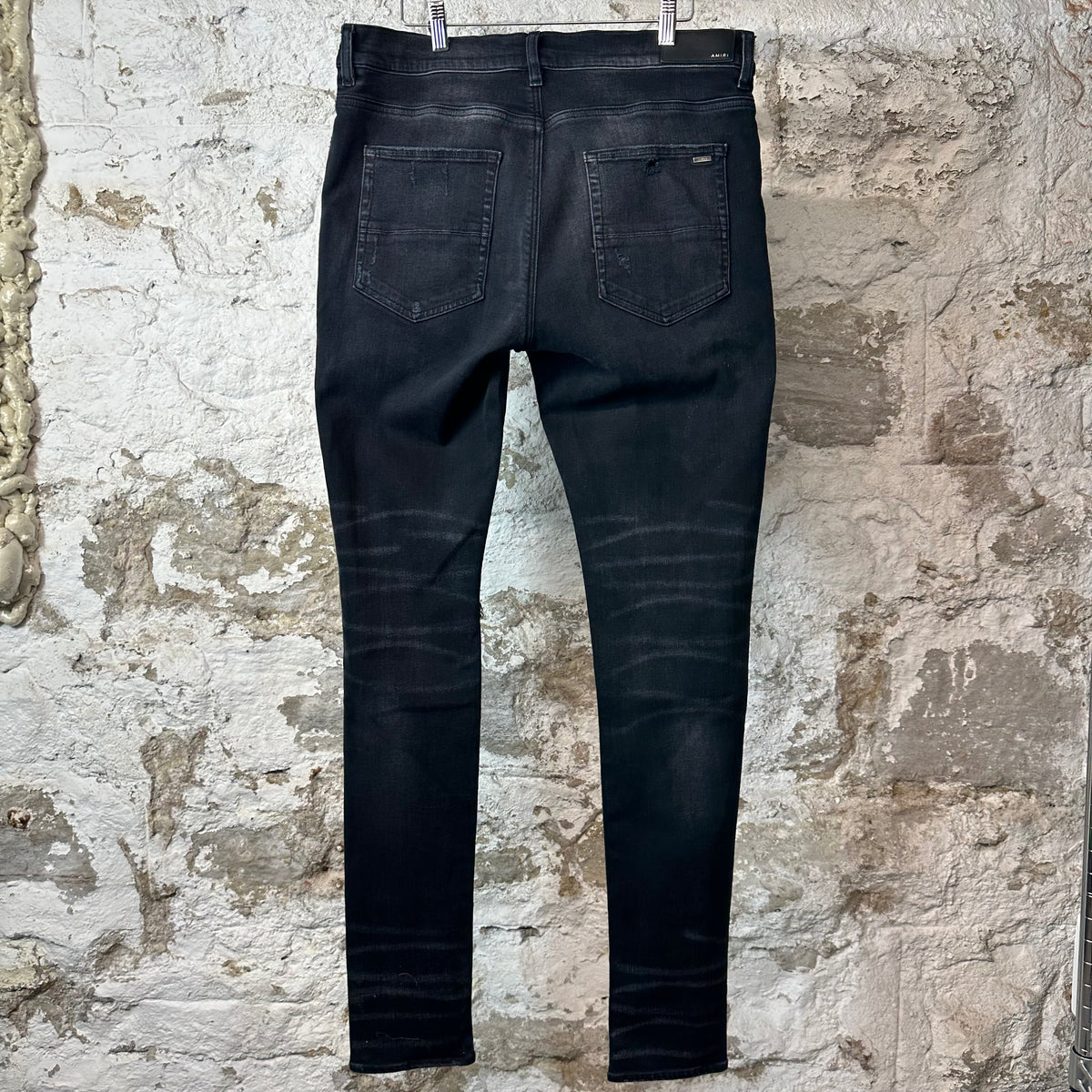 Amiri Paint Drip Spell Black Denim Jeans Sz 36