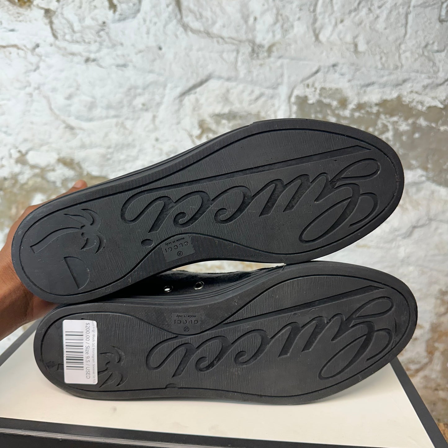 Gucci High Black GG Monogram Sneaker Sz 9.5