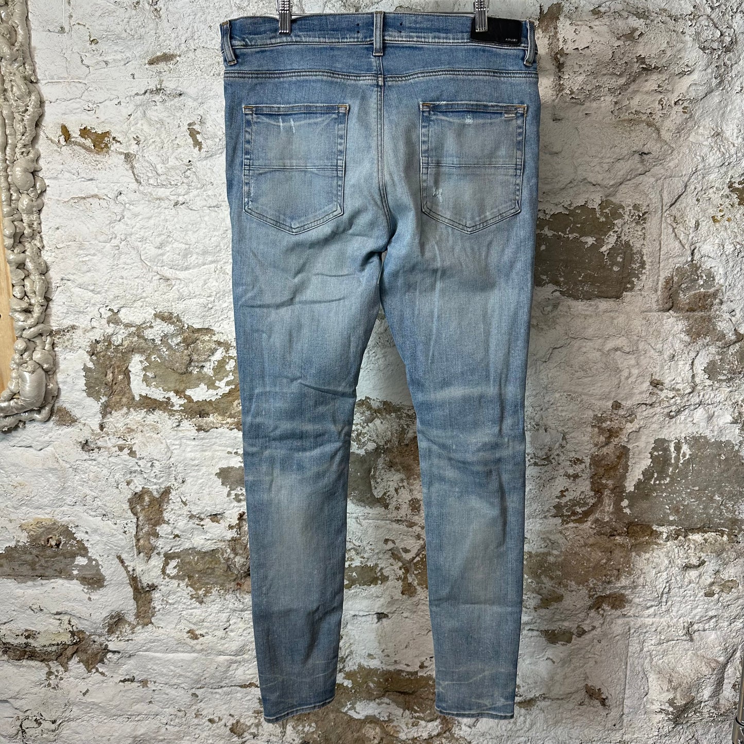 Amiri MX1 Cracked Pink Blue Denim Jeans Sz 36