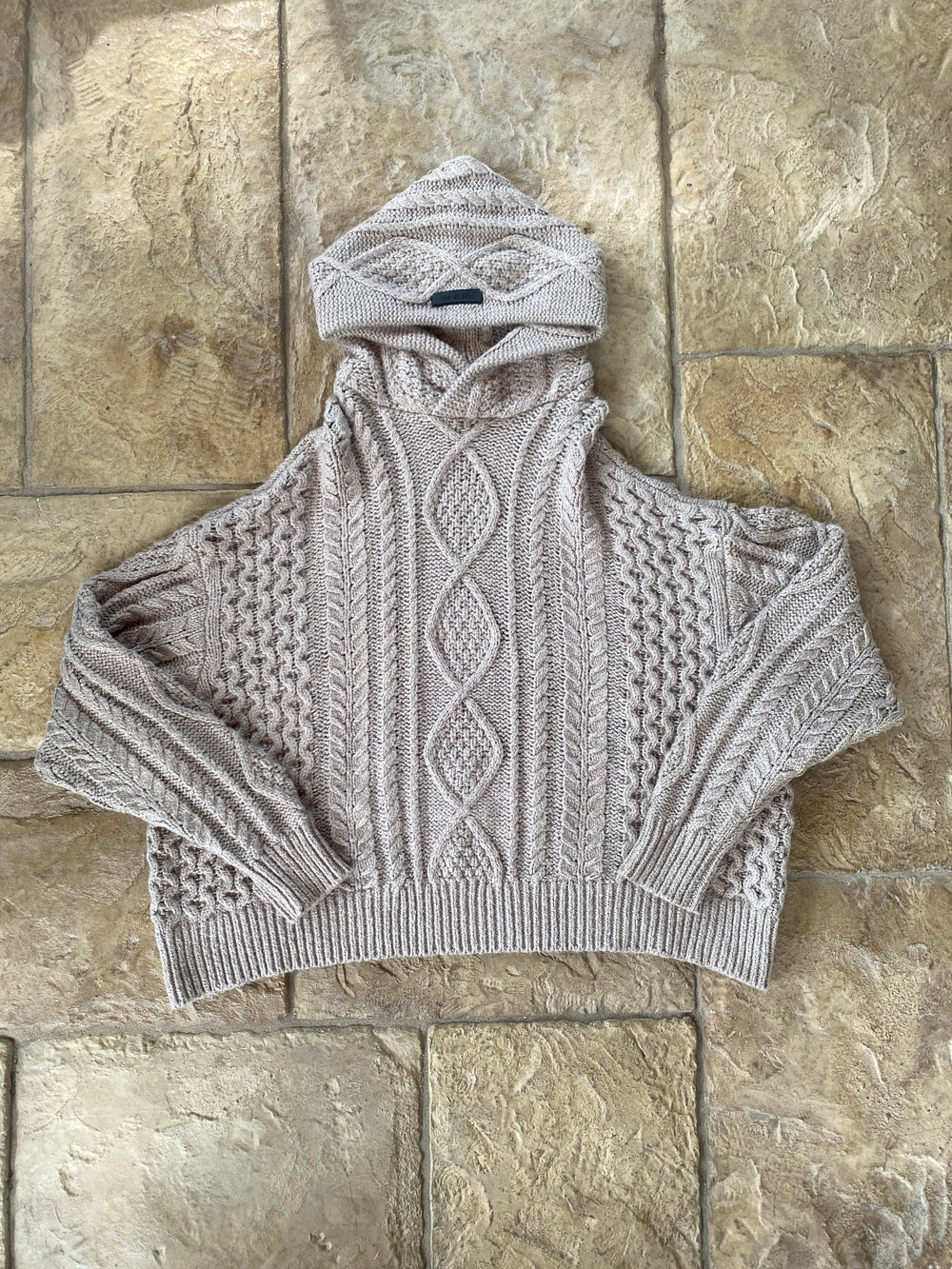 Fear of God Essentials Core Heather Cable Knit Hoodie Sz XS