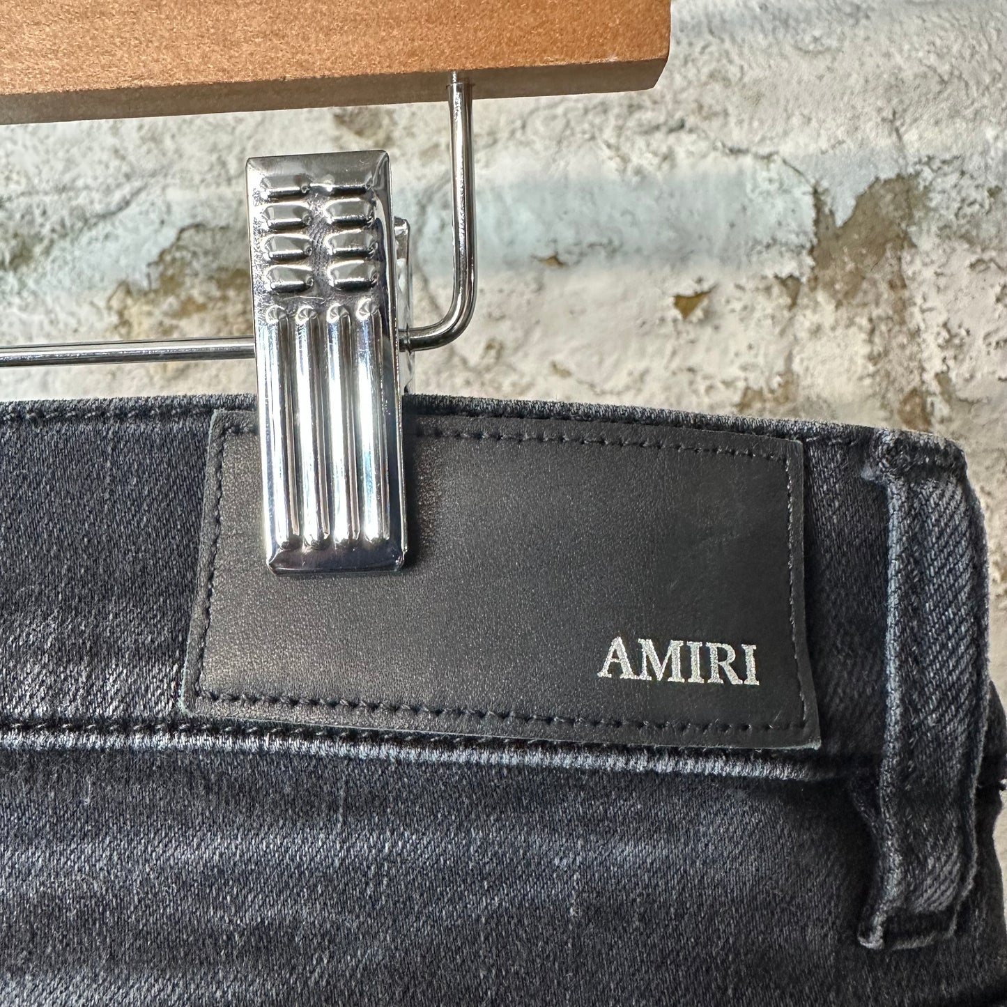 Amiri Hollywood Logo Faded Black Denim Jeans Sz 34