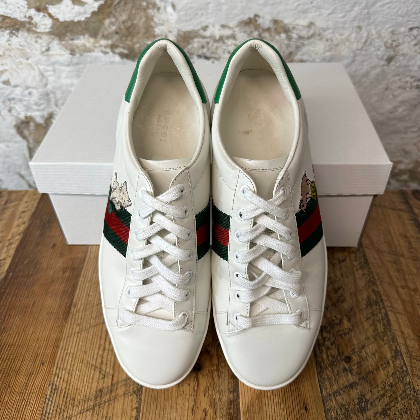 Gucci Ace Pig Cat White Sneaker Sz 8 No Box